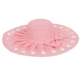 FabSeasons Long Brim Beach Sun Hat & Cap with Baby Pink Polka dots for Women freeshipping - FABSEASONS