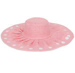 FabSeasons Long Brim Beach Sun Hat & Cap with Baby Pink Polka dots for Women freeshipping - FABSEASONS