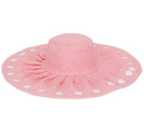FabSeasons Long Brim Beach Sun Hat & Cap with Baby Pink Polka dots for Women freeshipping - FABSEASONS