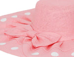 FabSeasons Long Brim Beach Sun Hat & Cap with Baby Pink Polka dots for Women freeshipping - FABSEASONS