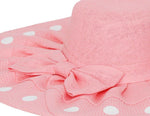 FabSeasons Long Brim Beach Sun Hat & Cap with Baby Pink Polka dots for Women freeshipping - FABSEASONS