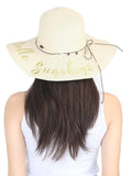 FabSeasons Beige Hello Sunshine Printed Long Brim Beach hat