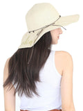 FabSeasons Beige Hello Sunshine Printed Long Brim Beach hat