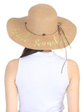 FabSeasons Brown Hello Sunshine Printed Long Brim Beach hat
