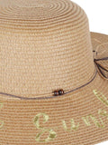 FabSeasons Brown Hello Sunshine Printed Long Brim Beach hat