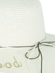 FabSeasons Cream Life's Good Printed Long Brim Beach and Sun Hat freeshipping - FABSEASONS