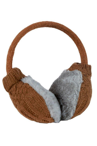 FabSeasons BrownGrey Knitted Winter Outdoor Ear Muffs