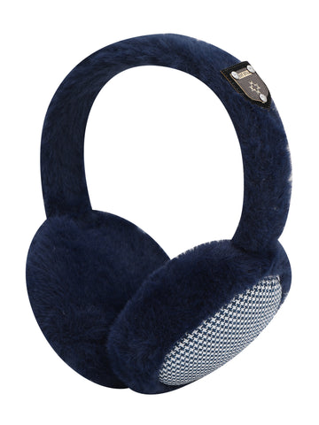 Fabseasons Checkered Blue Winter Ear Muffs for All Ages: Keep Warm Outdoors