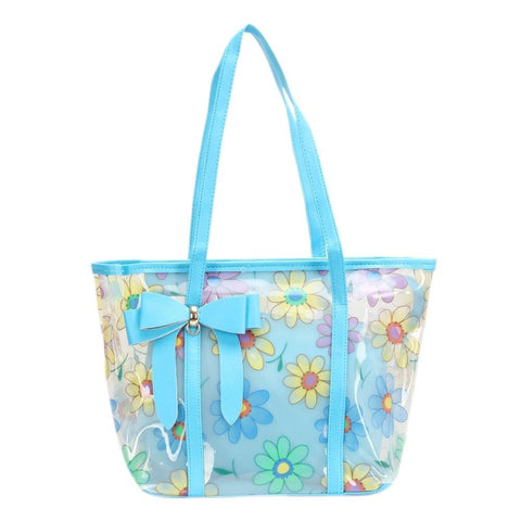 FabSeasons Blue Floral Printed Large Shoulder Bag With Bow