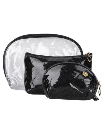 FabSeasons Crown Black Combo of 3 Handy Toiletry, Cosmetic,Travel Pouch