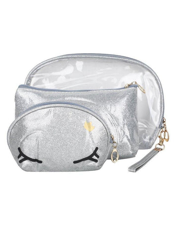 FabSeasons Crown Silver Combo of 3 Handy Toiletry, Cosmetic,Travel Pouch