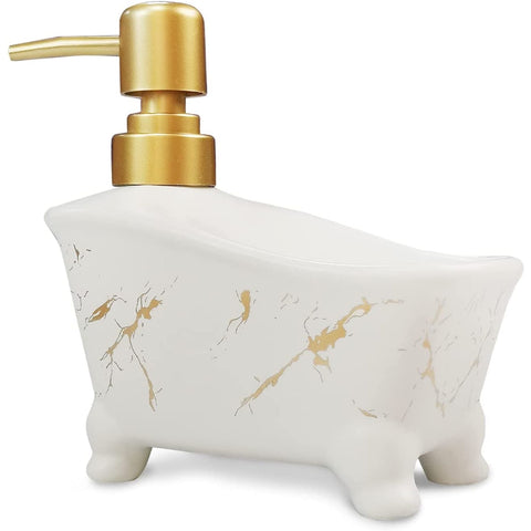 FabSeasons White Ceramic Soap Dispenser, 415ML