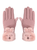 FabSeasons Winter Gloves For Girls & Women, with faux fur on the inner for cold weather, Touchscreen enabled finger