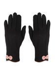 FabSeasons Slim Black Winter Gloves for Women: Velvet Lining, Touchscreen Index Finger, Smooth Driving/Riding