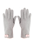 FabSeasons Slim Grey Winter Gloves for Women: Velvet Lining, Touchscreen Index Finger, Smooth Driving/Riding