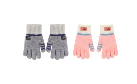 FabSeasons Acrylic Woolen Winter Gloves for Girls & Boys, fits for 5-8 years, Pack of 2