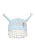 FabSeasons Self-Checkered Blue Caps/Hats for Boys & Girls (1-3 Years) with Antler, Velcro Adjustment