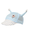 FabSeasons Self-Checkered Blue Caps/Hats for Boys & Girls (1-3 Years) with Antler, Velcro Adjustment
