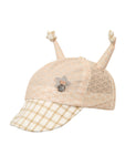 FabSeasons Self-Checkered Brown Caps/Hats for Boys & Girls (1-3 Years) with Antler, Velcro Adjustment