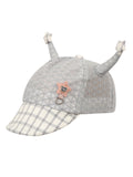 FabSeasons Self-Checkered Grey Caps/Hats for Boys & Girls (1-3 Years) with Antler, Velcro Adjustment