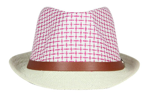 FabSeasons Pink Casual Fedora Hats with Brown Belt