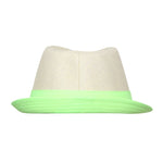 FabSeasons Neon Green Self Design Fedora Hat