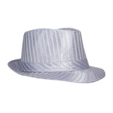FabSeasons Grey Casual Stripe Self Design Fedora Hat