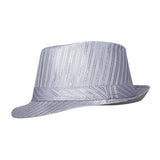 FabSeasons Grey Casual Stripe Self Design Fedora Hat