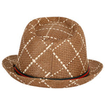 FabSeasons Brown Checkered Fedora Hat