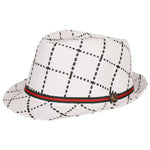 FabSeasons White Checkered Fedora Hat