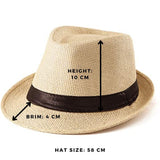 FabSeasons Mens Beige Fedora Hats / Trilby Hat / Straw Sun Hat / Panama Hat