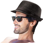FabSeasons Mens Black Fedora Hats / Trilby Hat / Straw Sun Hat / Panama Hat