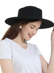 FabSeasons Womens Classic Wide Brim Floppy Panama Hat Belt Buckle Fedora Hat