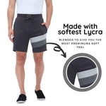FabSeasons Dark Grey Strips Casual Fashion Solid PolyCotton with Lycra Shorts for Mens