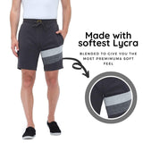 FabSeasons Dark Grey Strips Casual Fashion Solid PolyCotton with Lycra Shorts for Mens