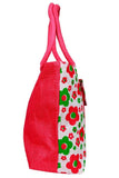 Fabseasons Pink Floral Print Jute Bag with mobile compartment