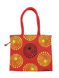 FabSeasons Red circles printed Jute Lunch Bag