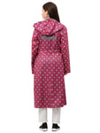FabSeasons Waterproof polka dots printed Long / Full Raincoat for women with adjustable Hood. Pack contains Top and Storage Bag