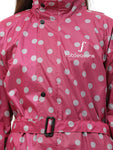 FabSeasons Waterproof polka dots printed Long / Full Raincoat for women with adjustable Hood. Pack contains Top and Storage Bag