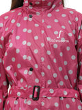 FabSeasons Waterproof polka dots printed Long / Full Raincoat for women with adjustable Hood. Pack contains Top and Storage Bag