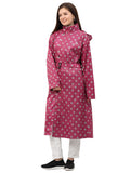 FabSeasons Waterproof polka dots printed Long / Full Raincoat for women with adjustable Hood. Pack contains Top and Storage Bag