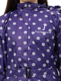 FabSeasons Waterproof polka dots printed Long / Full Raincoat for women with adjustable Hood. Pack contains Top and Storage Bag