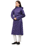 FabSeasons Waterproof polka dots printed Long / Full Raincoat for women with adjustable Hood. Pack contains Top and Storage Bag
