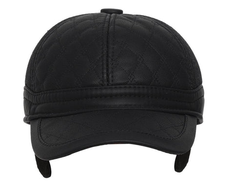 Fabseasons Casual Unisex Black Baseball cap with foldable ear cover for winters