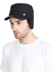 Fabseasons Black Small Peak Chekered Cap with Ear Covers