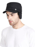 Fabseasons Black Small Peak Chekered Cap with Ear Covers