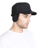 Fabseasons Black Small Peak Chekered Cap with Ear Covers freeshipping - FABSEASONS