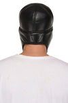 Black Solid Leather Winter Cap