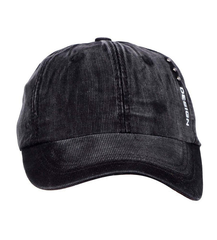 Fabseasons Black Unisex Washed Faded Cotton Corduroy Baseball Summer Cap