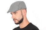 Fabseasons White Checkered Polyester Golf Flat Cap